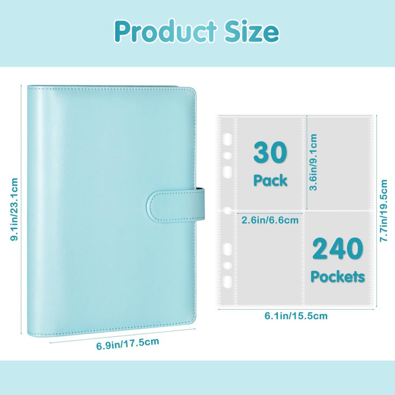 WITHYU A5 Kpop Photocard Binder with 30 Pack 4-Pocket Card Pages  6 Ring A5 Binder Card Collector Album with 240 Card Slots PU Leather Binder Cover with Magnetic Buckle Closure for Organizing Trading Card - Image 5